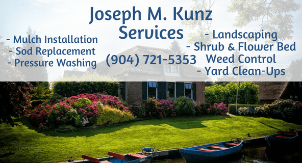 Joseph M Kunz Services providing expert lawn care services California at a well-maintained garden with a brick house, trees, and professional landscaping.
